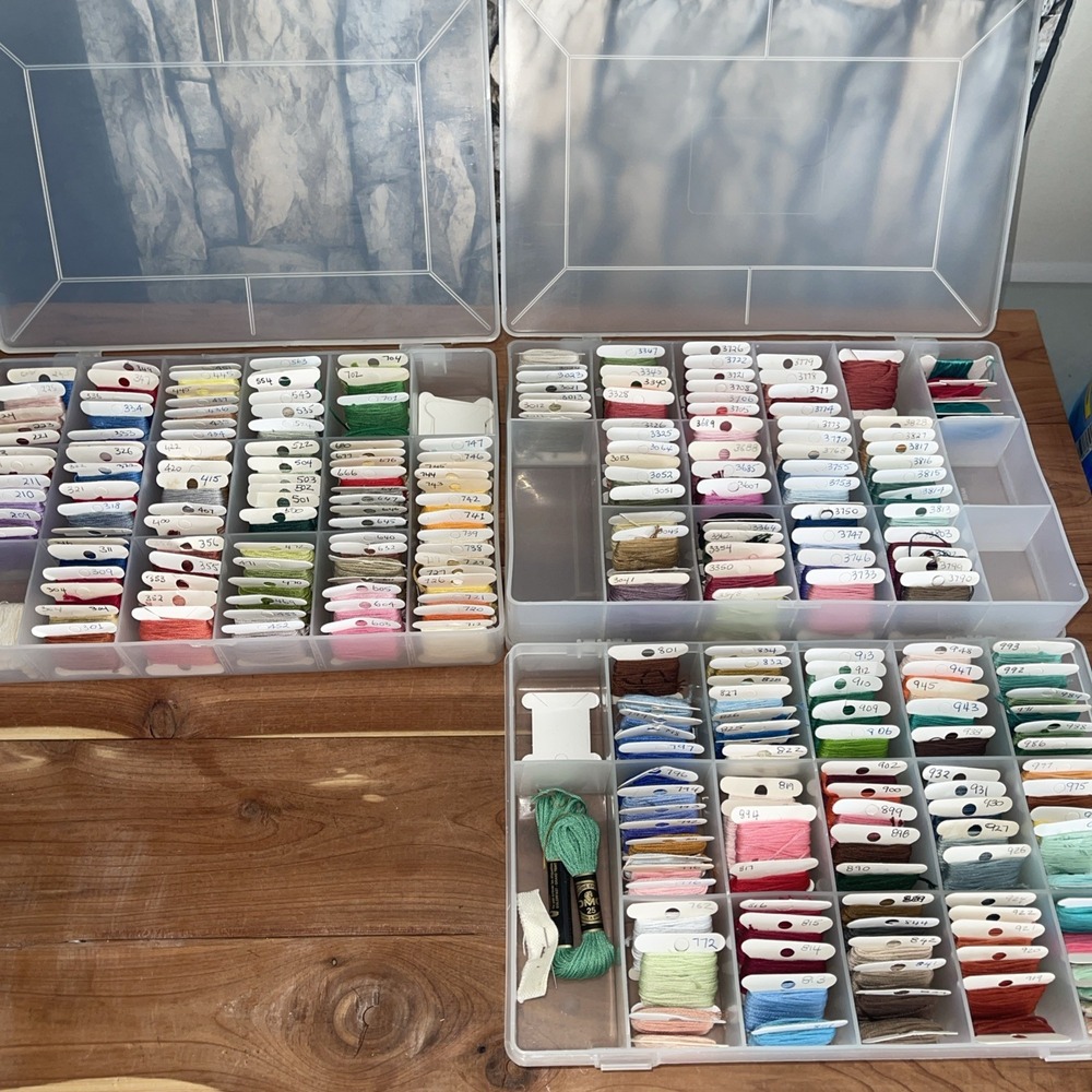 250+ DMC Embroidery Floss Skeins Cross Stitch Thread Mixed Colors + Cases